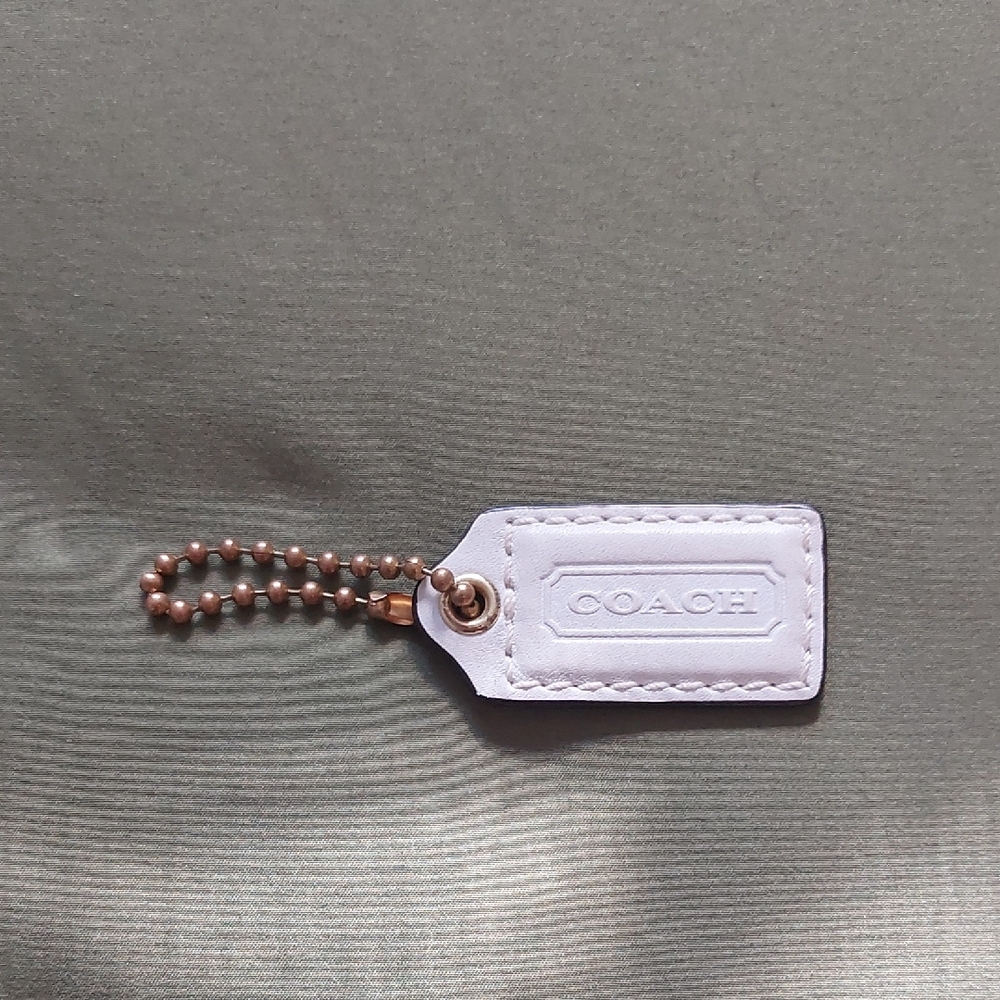 Coach White Leather Keychain Tag